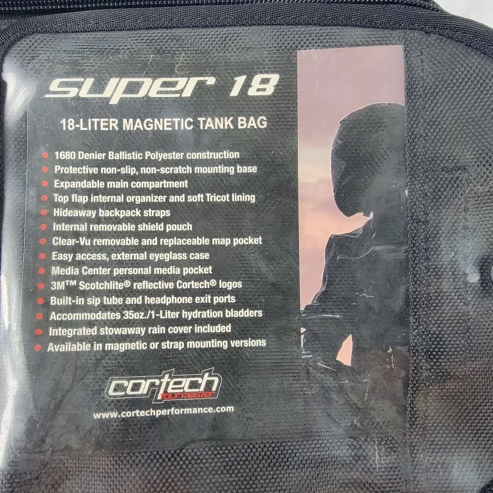 Cortech Super 18 Motorcycle Magnetic 18 Liter 18L Tank Bag Travel Adventure
